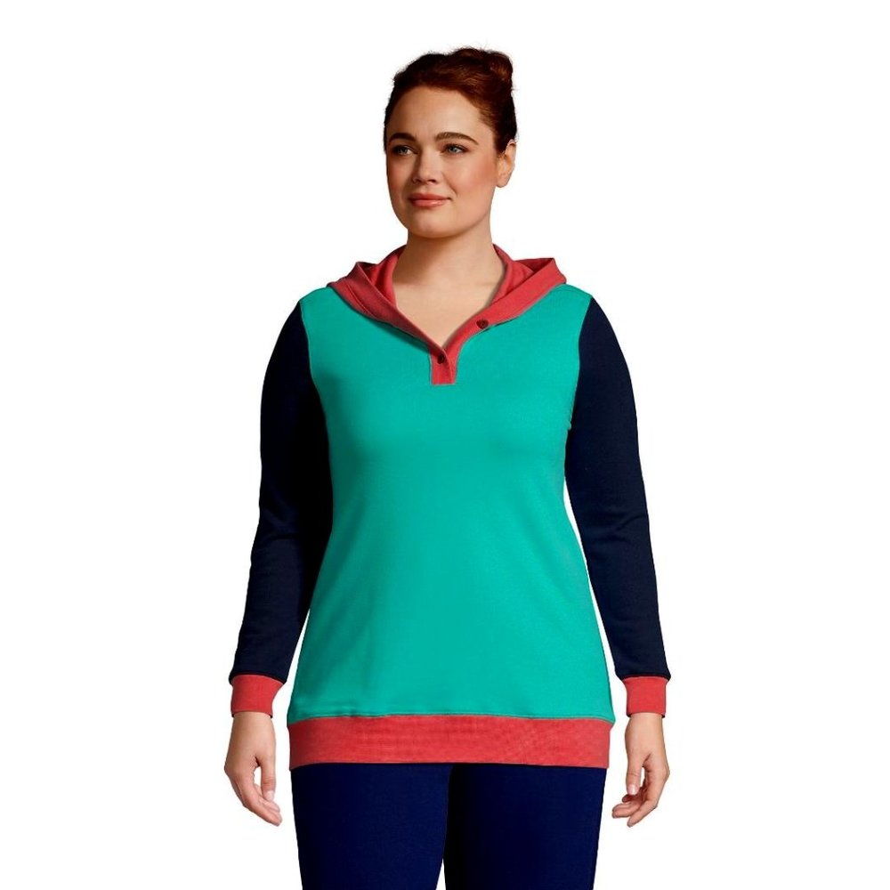 Women's Plus Size 3X Long Sleeve Serious Sweats Button Hoodie (Lands End)